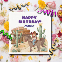 Guardanapo De Papel Garota Cowboy na Festa de aniversário dos Cavalos