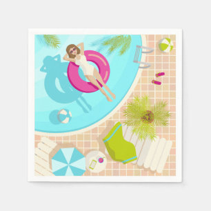 Guardanapo De Papel garota da festa na piscina de biquíni no verão na