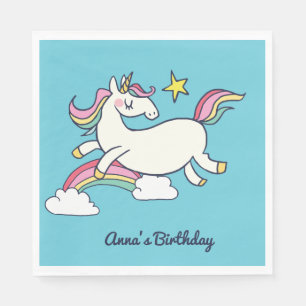 Guardanapo De Papel Garota-de-Aniversário Bonita O Arco-Íris Estende
