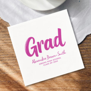 Guardanapo De Papel Garota de Graduação em Caligrafia Pintada Rosa Que