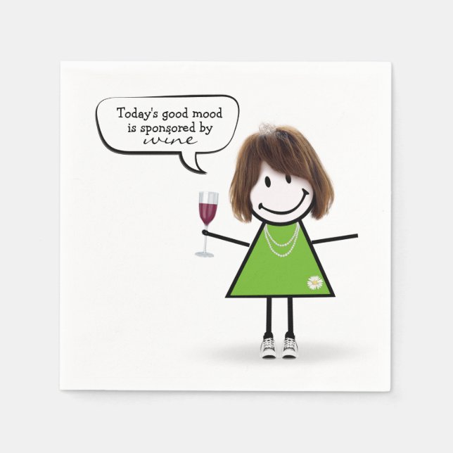 Guardanapo De Papel Garota de Pau em Tênis com Vinho (Frente)