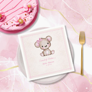 Guardanapo De Papel Garota do Urso Marrom rosa, cobertor cor-de-rosa