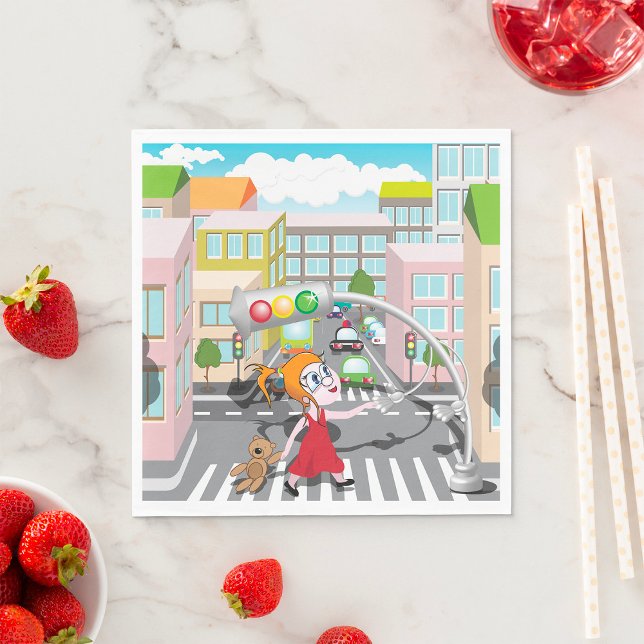 Guardanapo De Papel Garota Em Um Passagem De Pedestre (Criador carregado)