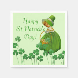 Guardanapo De Papel Garota Escolhendo Dia de São Patrício de Shamrocks