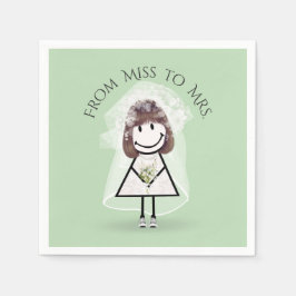 Guardanapo De Papel Garota-palha-noiva em tênis com Buquê margarida