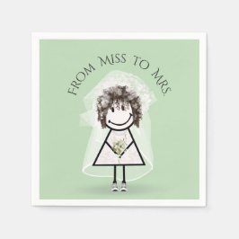 Guardanapo De Papel Garota-palha-noiva em tênis com Buquê margarida