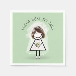 Guardanapo De Papel Garota-palha-noiva em tênis com Buquê margarida