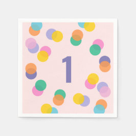 Guardanapo De Papel Garota Primeiro Aniversário Colorida Confetti