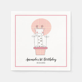 Guardanapo De Papel Garota Primeiro Aniversário Festa de Girafa Napkin