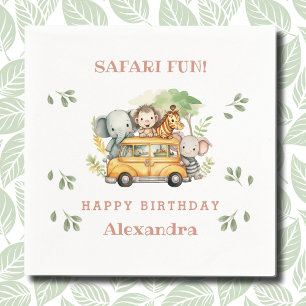 Guardanapo De Papel Garota Rosa Safari Animal Kids Jungle Aniversário