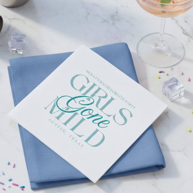 Guardanapo De Papel Garotas Comportadas Bela Solteira (Girls Gone Mild Blue Bachelorette Napkins)