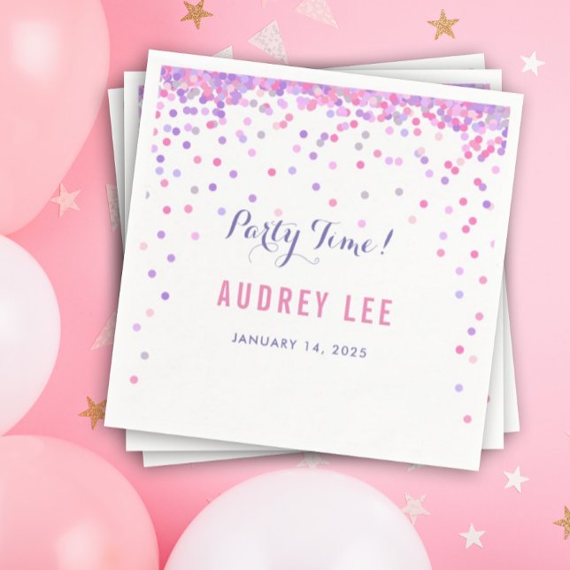 Guardanapo De Papel Garotas confetti aspergem festa de aniversário dec (Pink and purple confetti napkins)