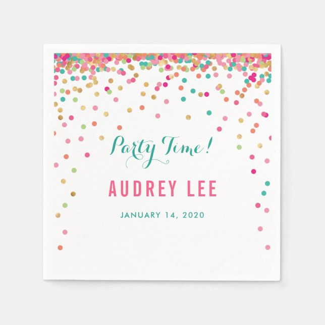 Guardanapo De Papel Garotas confetti aspergem festa de aniversário dec (Frente)