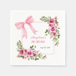 Guardanapo De Papel Garotas verdes florais Rosa rosa Aniversário