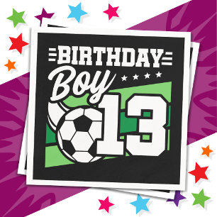 Guardanapo De Papel Garoto 13 de Aniversário de Futebol Crianças de 13