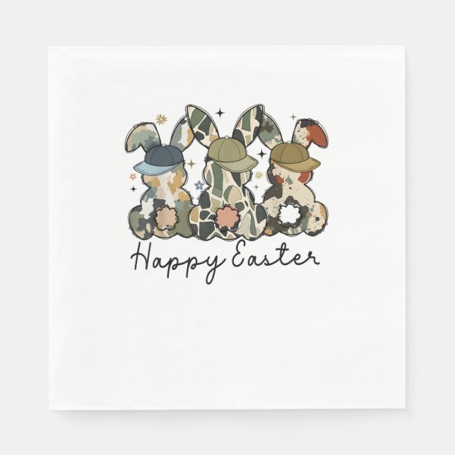 Guardanapo De Papel Garoto Coelho Coelho Duck Camo Camuflage Boné de B (Frente)