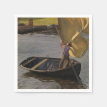 Garoto em veleiro no rio (por Magnus Enckell)