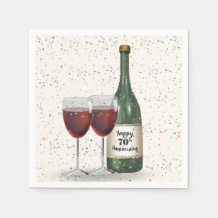 Guardanapo De Papel Garrafa de vinho da festa de aniversário de 70 ano