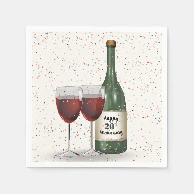 Guardanapo De Papel Garrafa de Vinho e Dois Copos para Festa de Aniver (Frente)