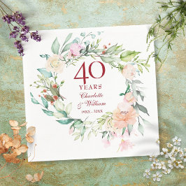 Guardanapo De Papel Garrafa Floral de Aniversário de Casamento de Rubi