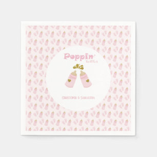 Guardanapo De Papel Garrafas cor-de-rosa Chá de fraldas