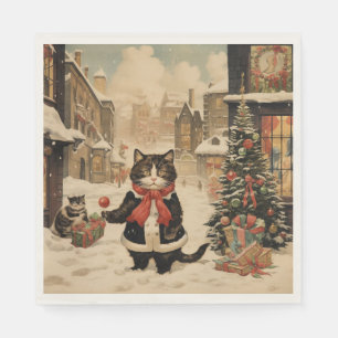 Guardanapo De Papel Gatinho de Natal, Dia de Neve