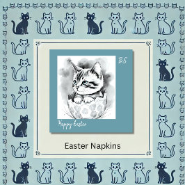 Guardanapo De Papel Gatinho de Páscoa branca em Floral Eggshell