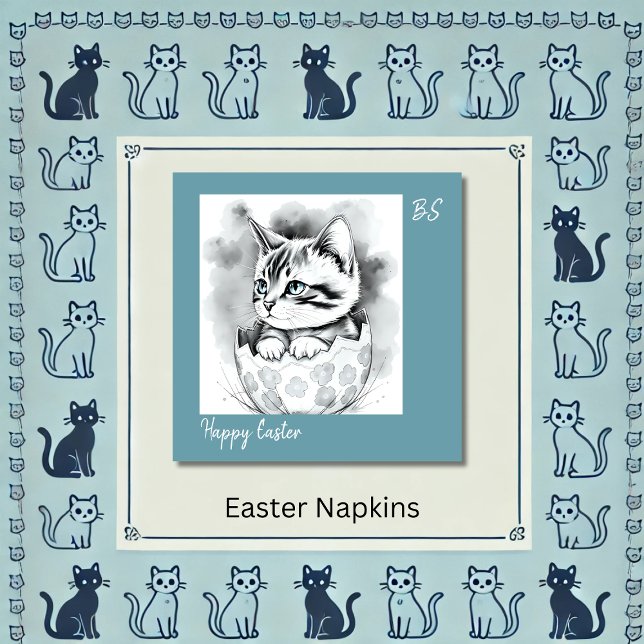 Guardanapo De Papel Gatinho de Páscoa branca em Floral Eggshell (Criador carregado)