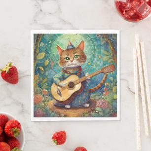 Guardanapo De Papel Gatinho Kat tocando violão