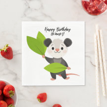 Gatinho Sariguê Folhas Verdes & Feliz Aniversário