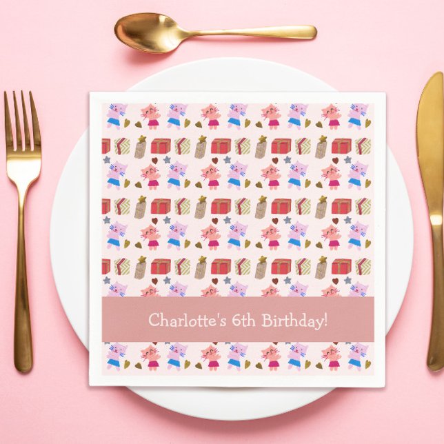 Guardanapo De Papel Gatinhos bonitos e presentes - Padrão Aniversário  (Criador carregado)