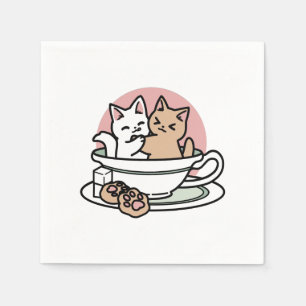 Guardanapo De Papel Gatinhos cortantes em uma taça - Adorável Hora do