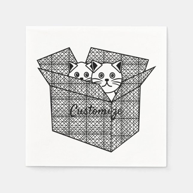 Guardanapo De Papel Gatinhos em uma caixa Thunder_Cove (Frente)