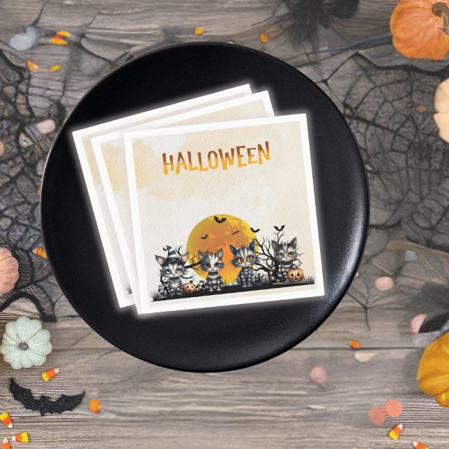 Guardanapo De Papel Gatinhos Fantasmas de Halloween com garraço de Spo (Criador carregado)