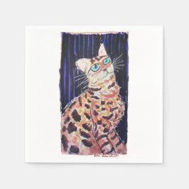 Guardanapo De Papel Gato Bengala Neon Noir
