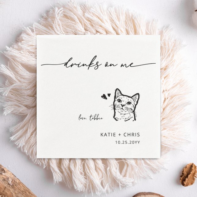 Guardanapo De Papel Gato Bonito bebe em mim Casamento de Gato Minimali (Criador carregado)