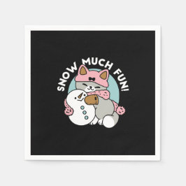 Guardanapo De Papel Gato Bonito em Neve Gear com Arte Snowman