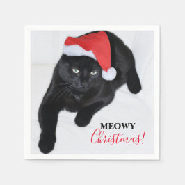 Guardanapo De Papel Gato com o Red Santa Hat