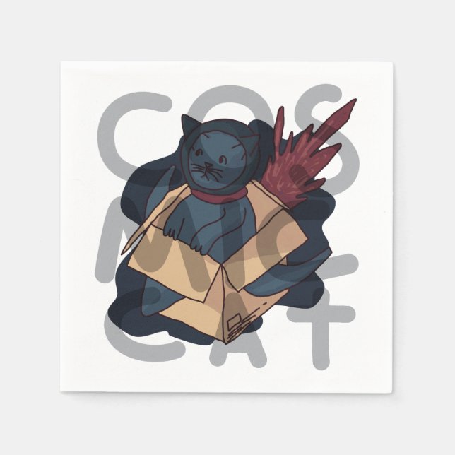 Guardanapo De Papel Gato Cósmico (Frente)