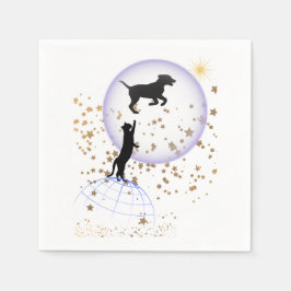 Guardanapo De Papel Gato curioso e cão correndo