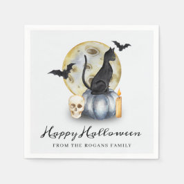 Guardanapo De Papel Gato de Abóbora de Halloween Assustador