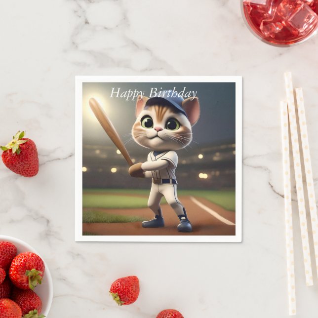 Guardanapo De Papel Gato de Beisebol Divertido em 3D, (Insitu)