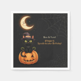 Guardanapo De Papel Gato de bruxa e abóbora