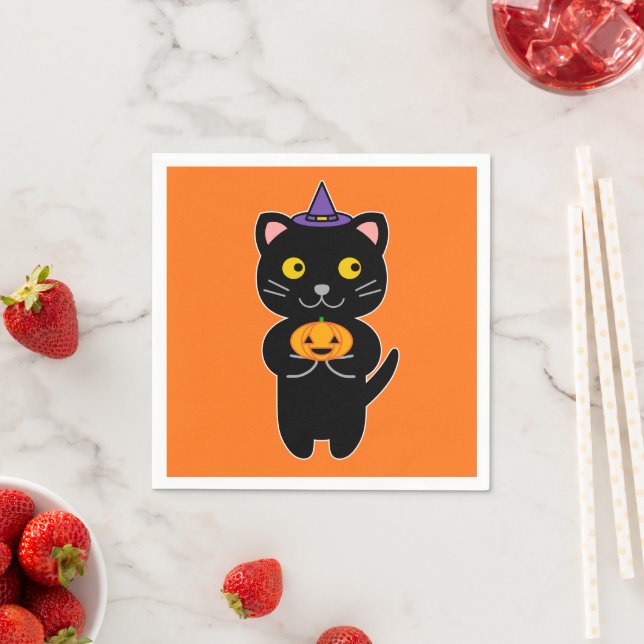 Guardanapo De Papel Gato de Halloween (Insitu)