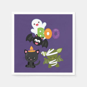 Guardanapo De Papel Gato de Halloween, Bat, Mamã e Fantasma
