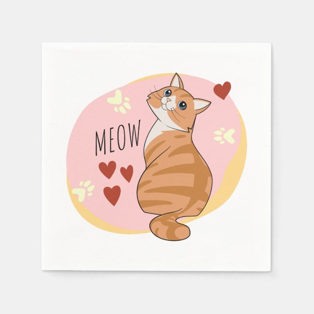 Guardanapo De Papel Gato de laranja bonito (Frente)