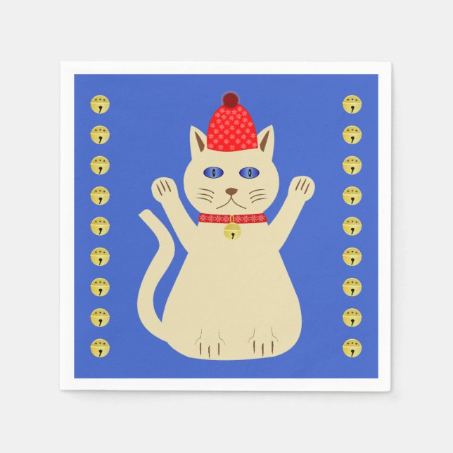 Guardanapo De Papel Gato de Natal bonito (Frente)