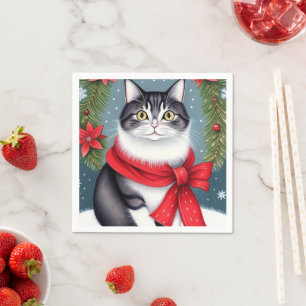 Guardanapo De Papel Gato de Natal Festivo