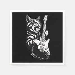 Guardanapo De Papel Gato de Rocha Tocando Guitarra Elétrica | Música L