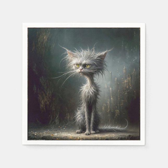 Guardanapo De Papel Gato de Rua da Cidade Scruffy (Frente)